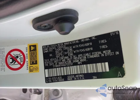 2016 Toyota Highlander Xle V6 z USA, uszkodzony, nr VIN 5TDKKRFH4GS132237